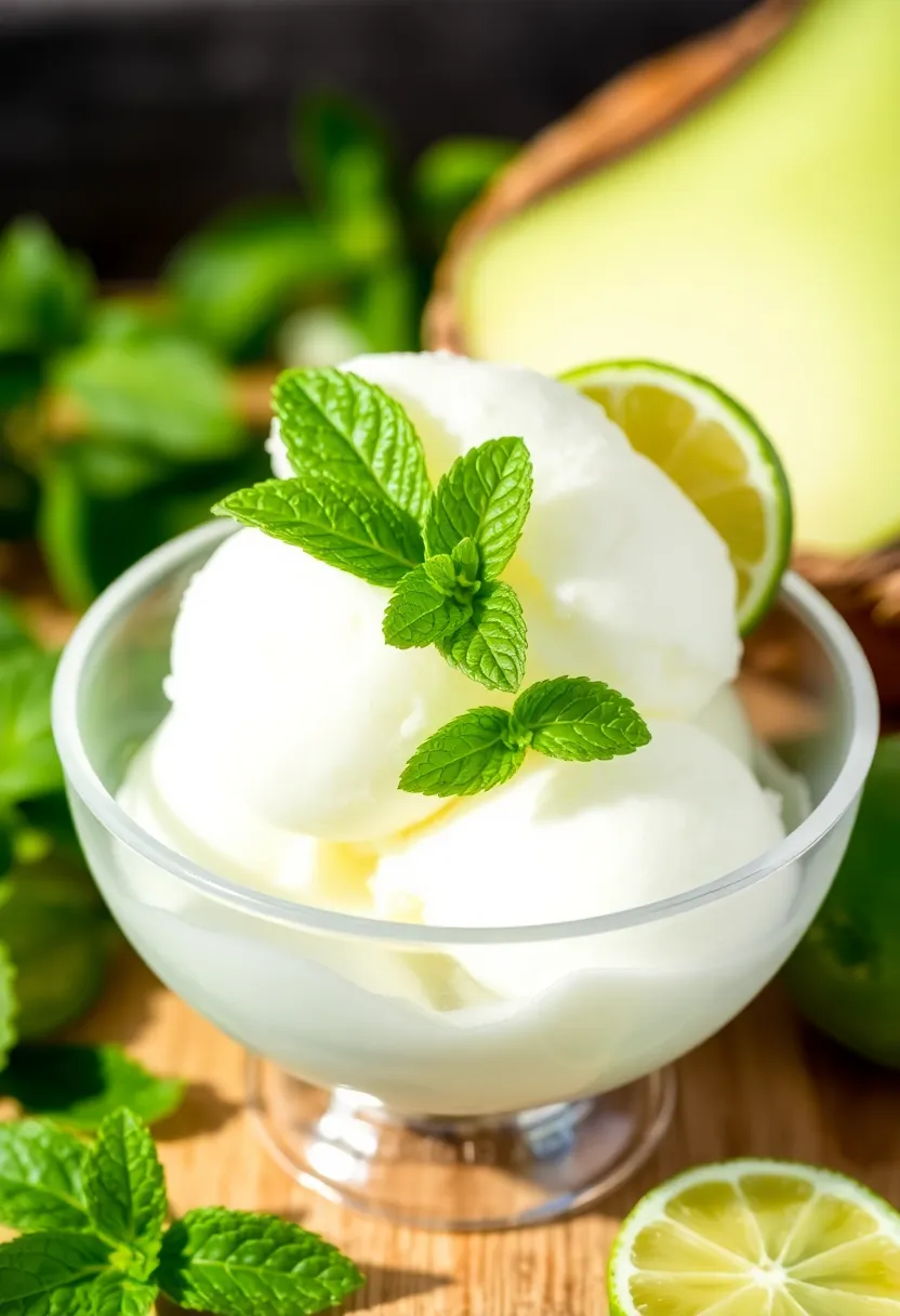 25 Boozy Ice Cream Recipes Adults Will Crave - 24. Coconut Mojito Sorbet