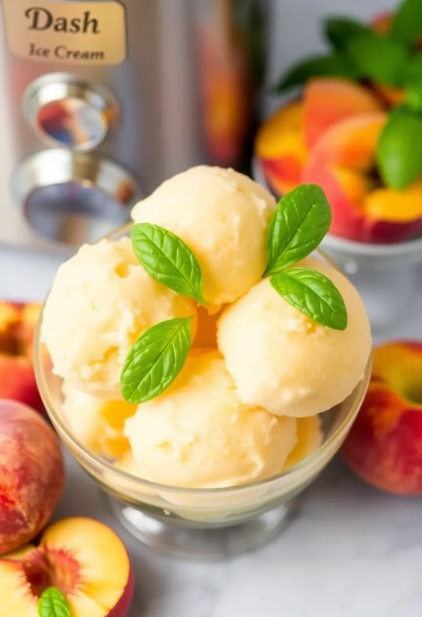 25 Dash Ice Cream Maker Recipes PDF You Need to Save - 15. Peach Basil Sorbet
