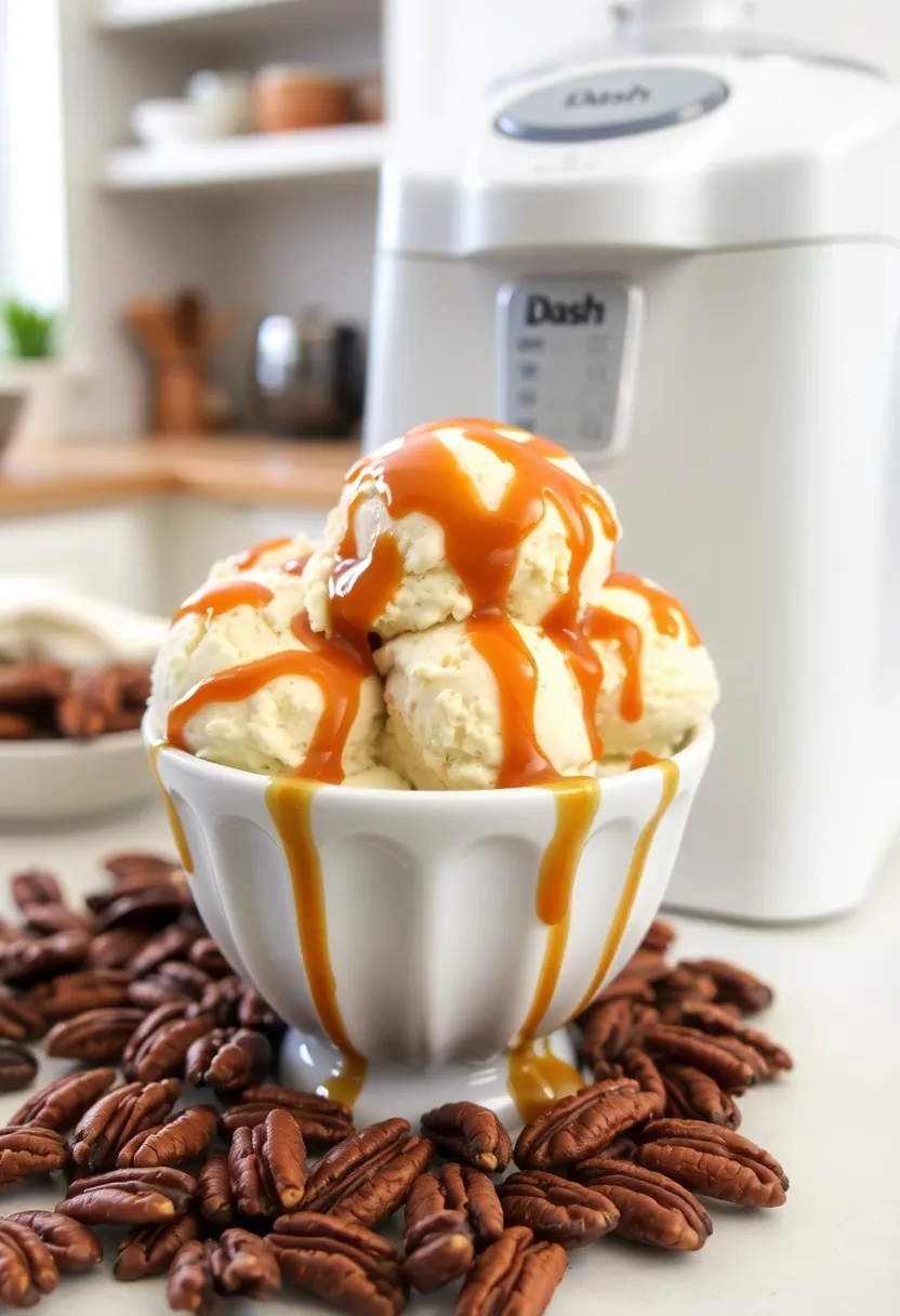 25 Dash Ice Cream Maker Recipes PDF You Need to Save - 20. Salted Caramel Pecan Ice Cream