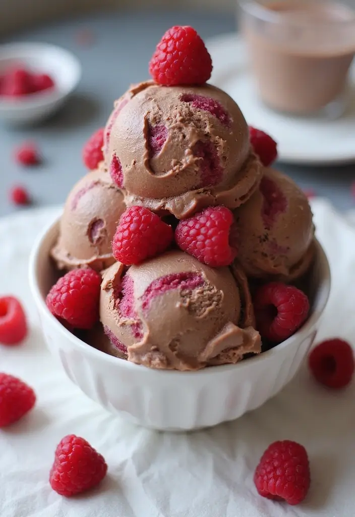 25 Easy and Creamy Ninja Blender Ice Cream Recipes 16 25 Easy and Creamy Ninja Blender Ice Cream Recipes - 16. Raspberry Chocolate Swirl