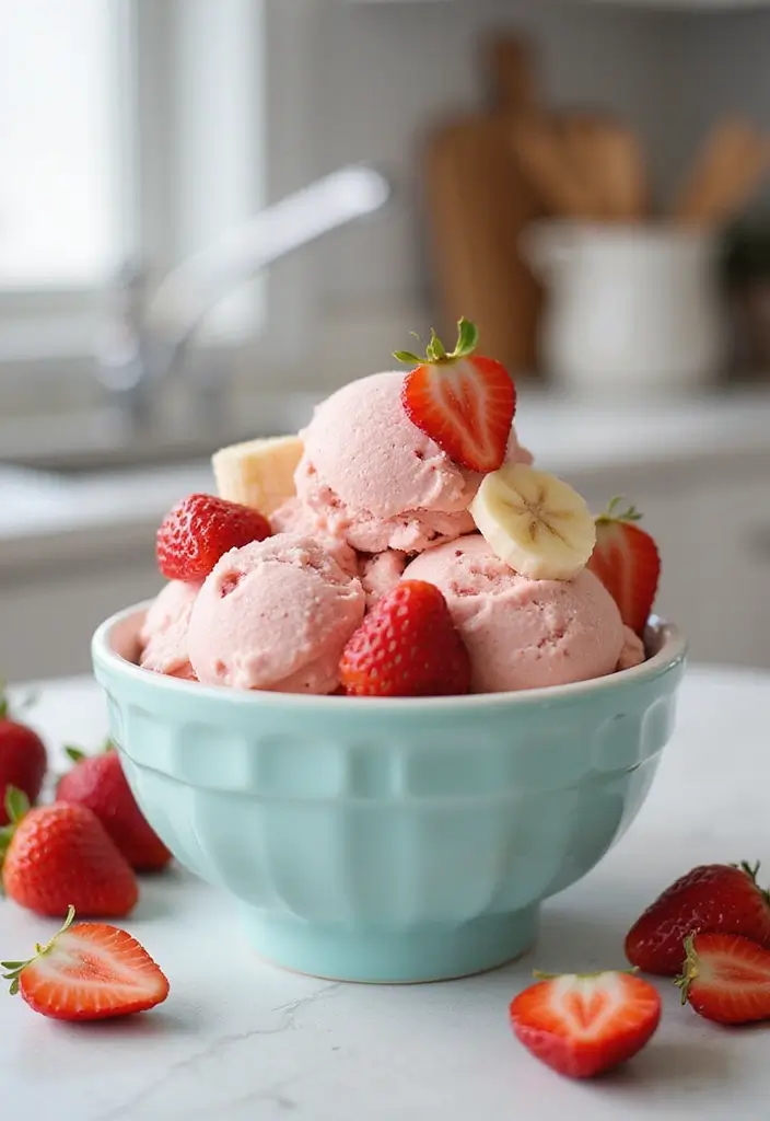 25 Easy and Creamy Ninja Blender Ice Cream Recipes 3 25 Easy and Creamy Ninja Blender Ice Cream Recipes - 3. Strawberry Banana Twist