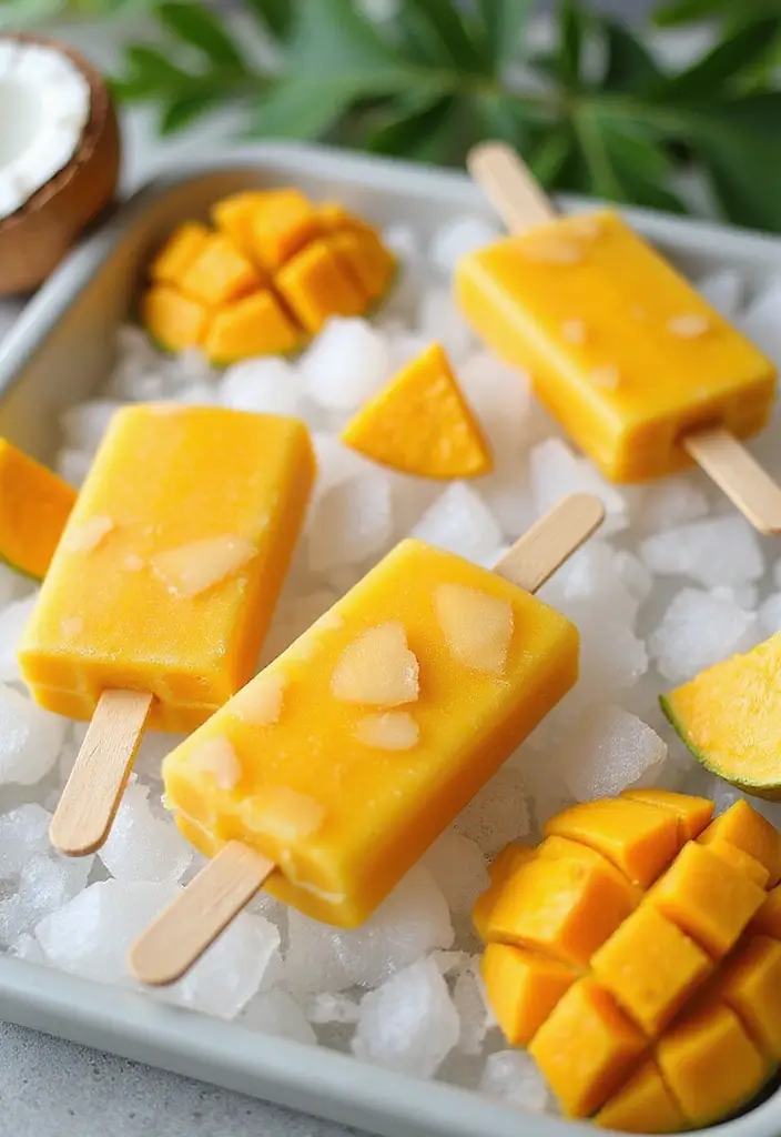 25 Fun and Refreshing Ice Cream Popsicle Recipes for Kids 1 25 Fun and Refreshing Ice Cream Popsicle Recipes for Kids - 1. Tropical Mango Coconut Popsicles