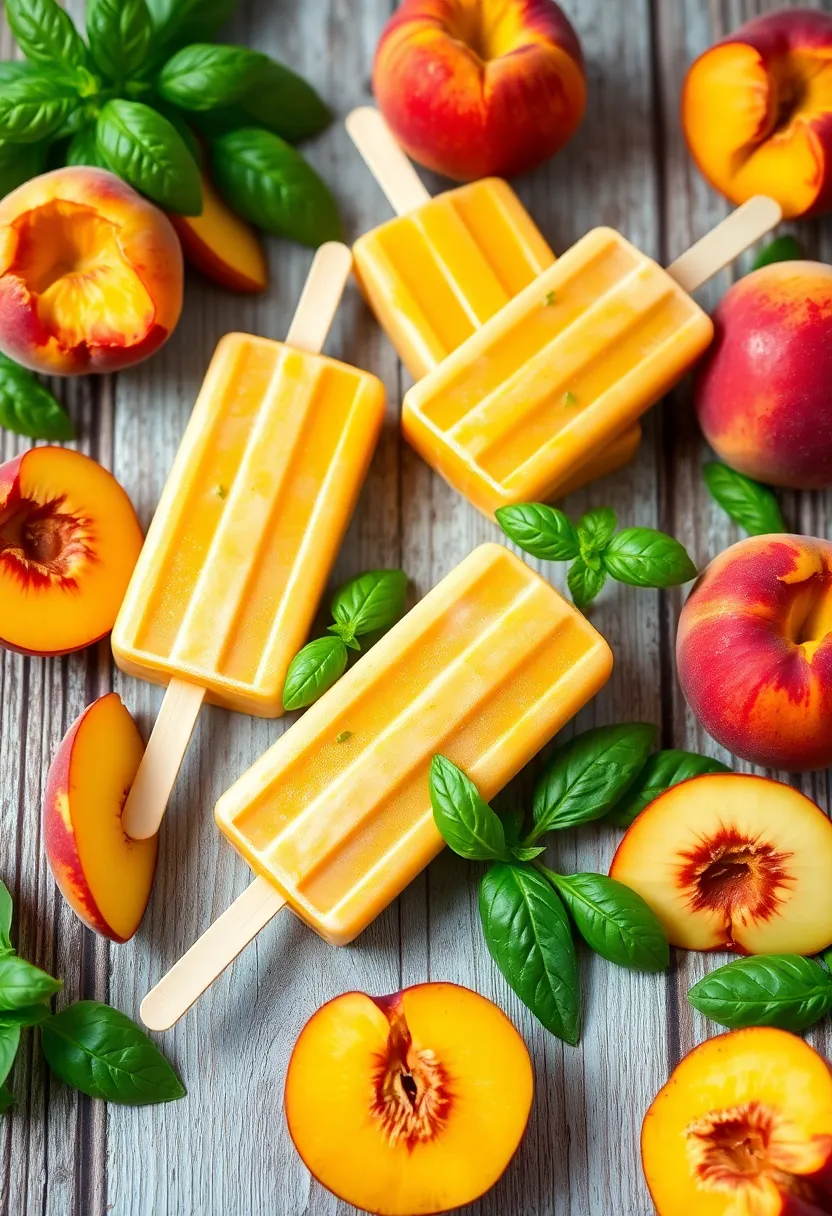 25 Fun and Refreshing Ice Cream Popsicle Recipes for Kids 14 25 Fun and Refreshing Ice Cream Popsicle Recipes for Kids - 14. Peach Basil Popsicles