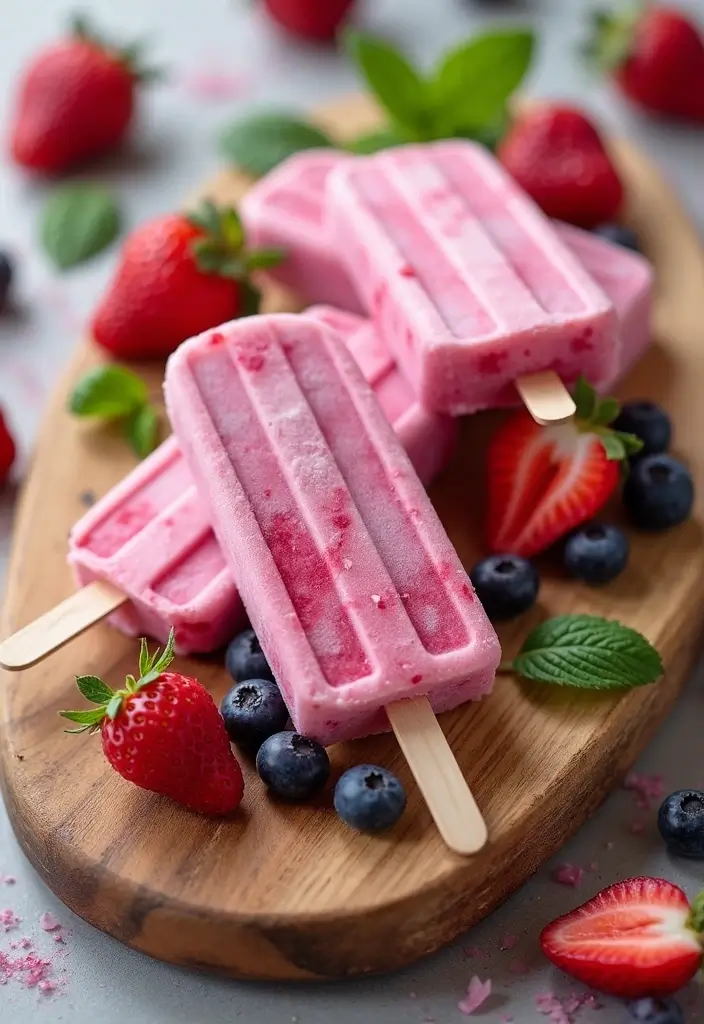 25 Fun and Refreshing Ice Cream Popsicle Recipes for Kids 2 25 Fun and Refreshing Ice Cream Popsicle Recipes for Kids - 2. Berry Blast Yogurt Popsicles