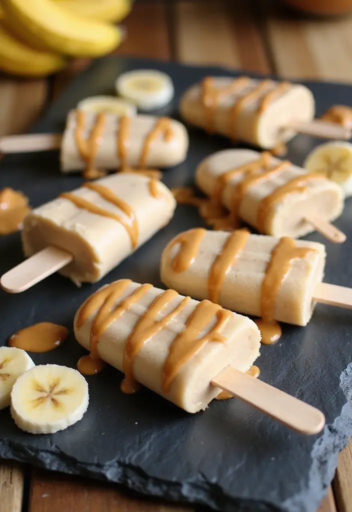 25 Fun and Refreshing Ice Cream Popsicle Recipes for Kids 4 25 Fun and Refreshing Ice Cream Popsicle Recipes for Kids - 4. Creamy Banana Peanut Butter Popsicles