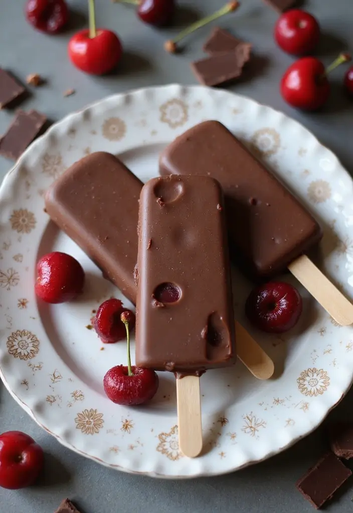 25 Fun and Refreshing Ice Cream Popsicle Recipes for Kids 9 25 Fun and Refreshing Ice Cream Popsicle Recipes for Kids - 9. Chocolate Covered Cherry Popsicles