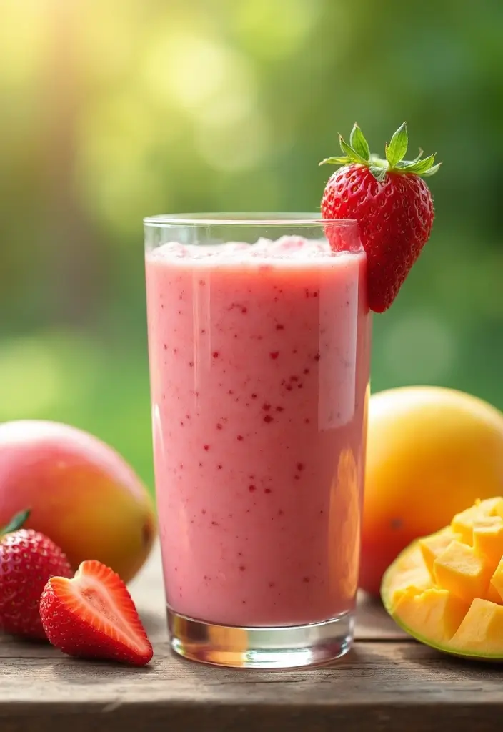 25 Ice Cream Smoothie Recipes Perfect for Summer 5 25 Ice Cream Smoothie Recipes Perfect for Summer - 5. Mango Strawberry Smoothie