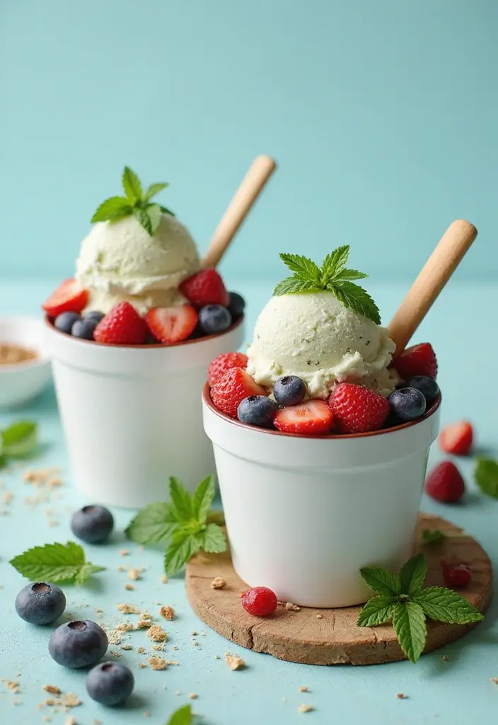 25 Mint Ice Cream Dessert Recipes That Refresh Your Day 2 25 Mint Ice Cream Dessert Recipes That Refresh Your Day - 2. Mint Ice Cream Sundae with Berry Topping