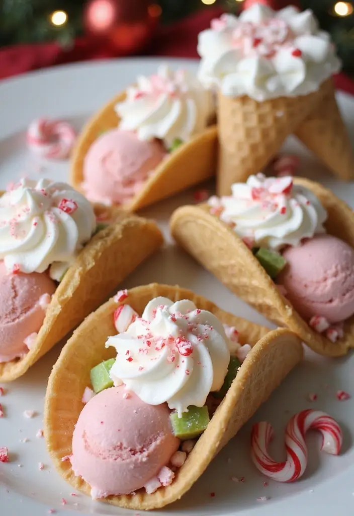25 Peppermint Ice Cream Dessert Recipes Festive and Fresh - 25. Peppermint Ice Cream Tacos