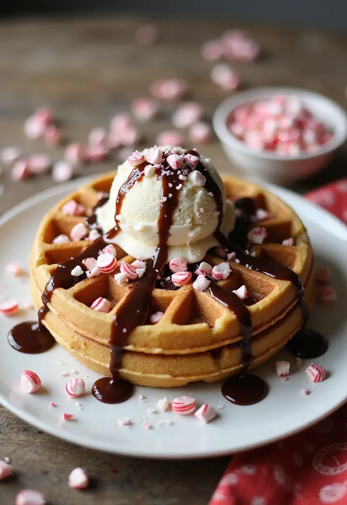 25 Peppermint Ice Cream Dessert Recipes Festive and Fresh - 9. Peppermint Ice Cream Waffles