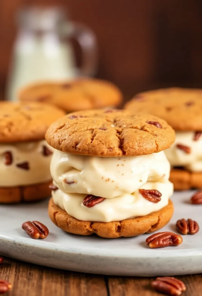 26 Creative Ice Cream Sandwich Recipes You’ll Want to Save 16 26 Creative Ice Cream Sandwich Recipes You’ll Want to Save - 16. Pecan Pie Ice Cream Sandwiches
