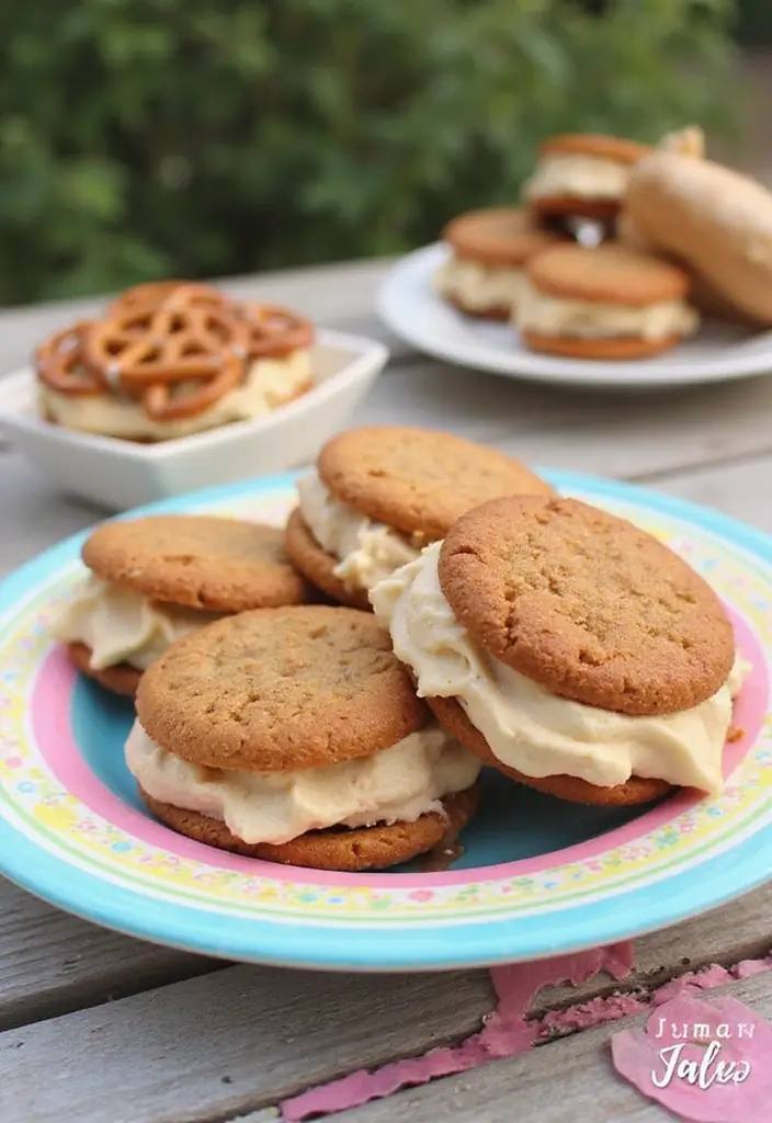 26 Creative Ice Cream Sandwich Recipes You’ll Want to Save 3 26 Creative Ice Cream Sandwich Recipes You’ll Want to Save - 3. Salted Caramel Pretzel Ice Cream Sandwiches