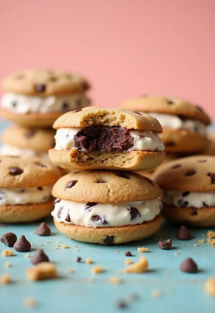 26 Creative Ice Cream Sandwich Recipes You’ll Want to Save 5 26 Creative Ice Cream Sandwich Recipes You’ll Want to Save - 5. Chocolate Chip Cookie Dough Ice Cream Sandwiches
