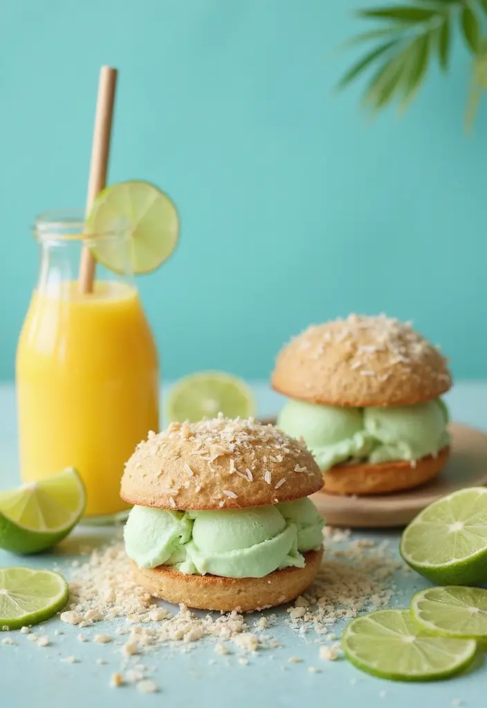 26 Creative Ice Cream Sandwich Recipes You’ll Want to Save 8 26 Creative Ice Cream Sandwich Recipes You’ll Want to Save - 8. Coconut Lime Ice Cream Sandwiches