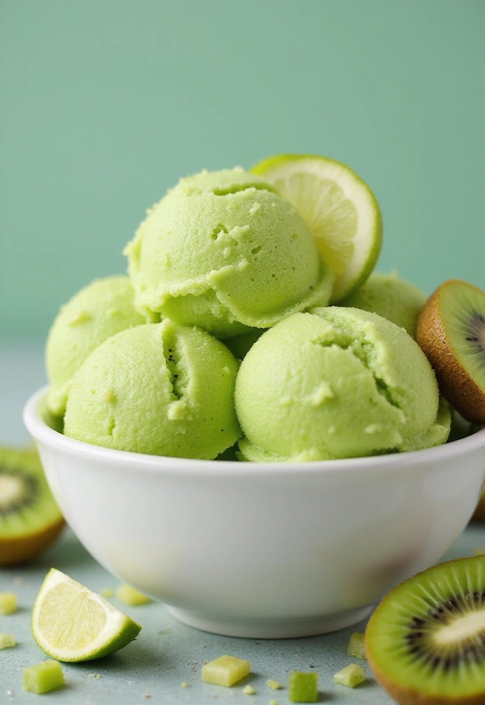 26 Fruit Ice Cream Recipes Naturally Refreshing - 10. Kiwi Lime Sorbet
