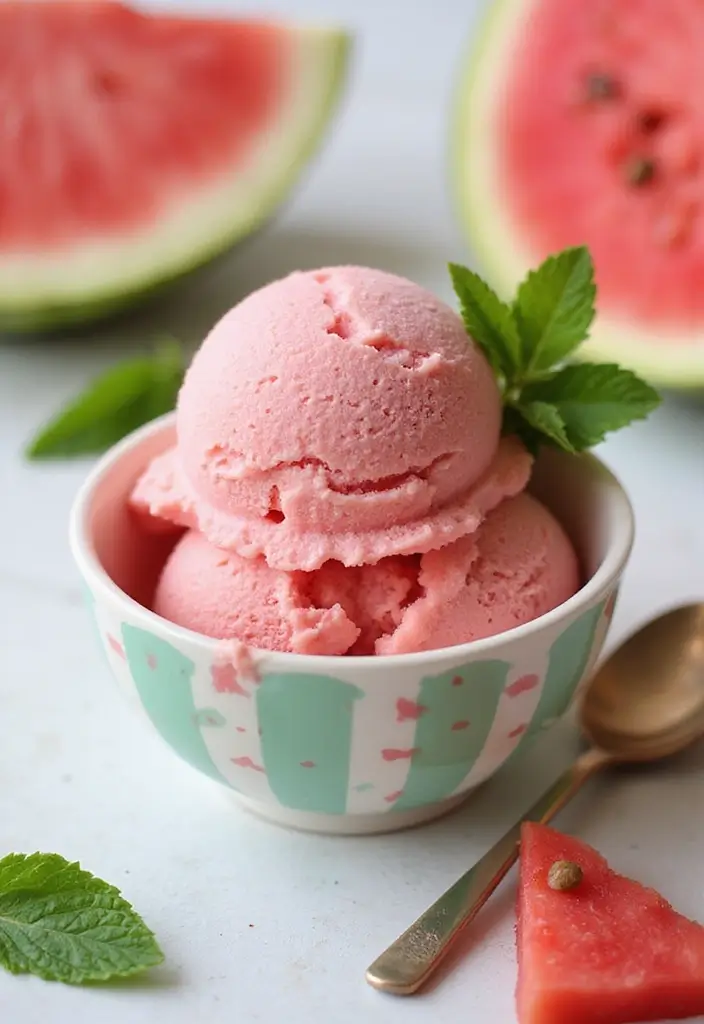 26 Fruit Ice Cream Recipes Naturally Refreshing - 11. Watermelon Mint Ice Cream