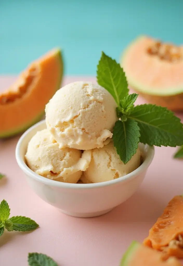 26 Fruit Ice Cream Recipes Naturally Refreshing - 17. Cantaloupe Mint Ice Cream