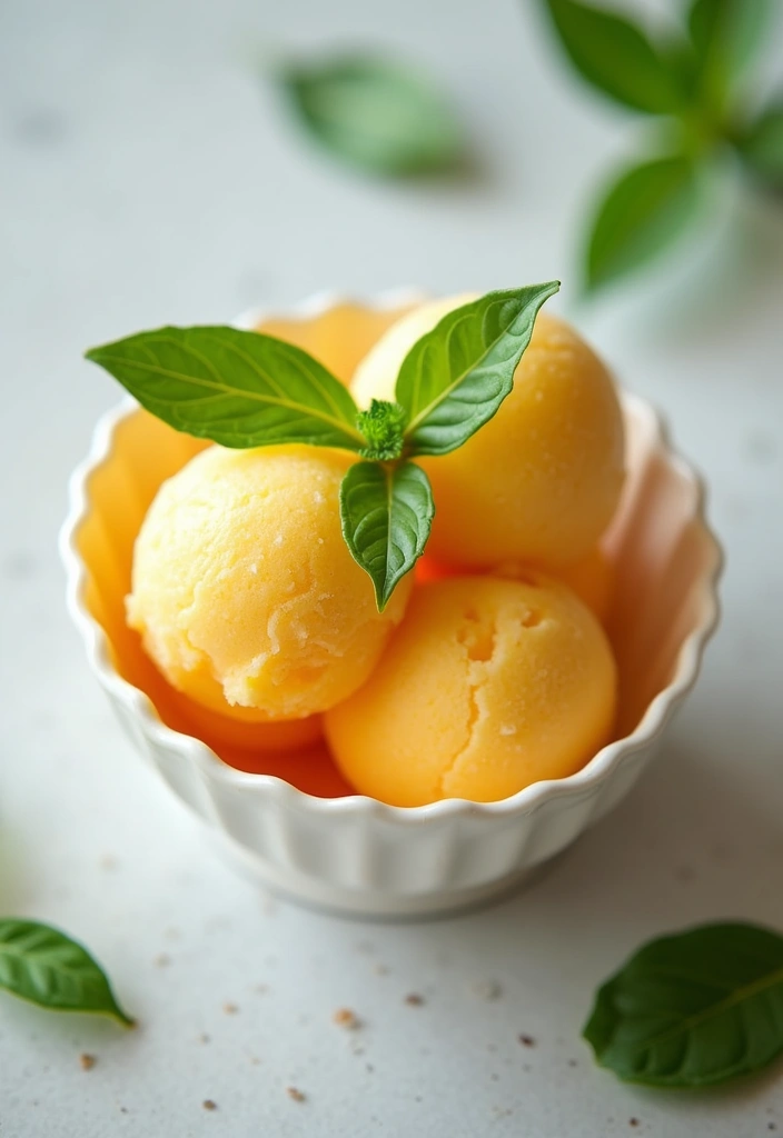 26 Fruit Ice Cream Recipes Naturally Refreshing - 5. Peach Basil Sorbet
