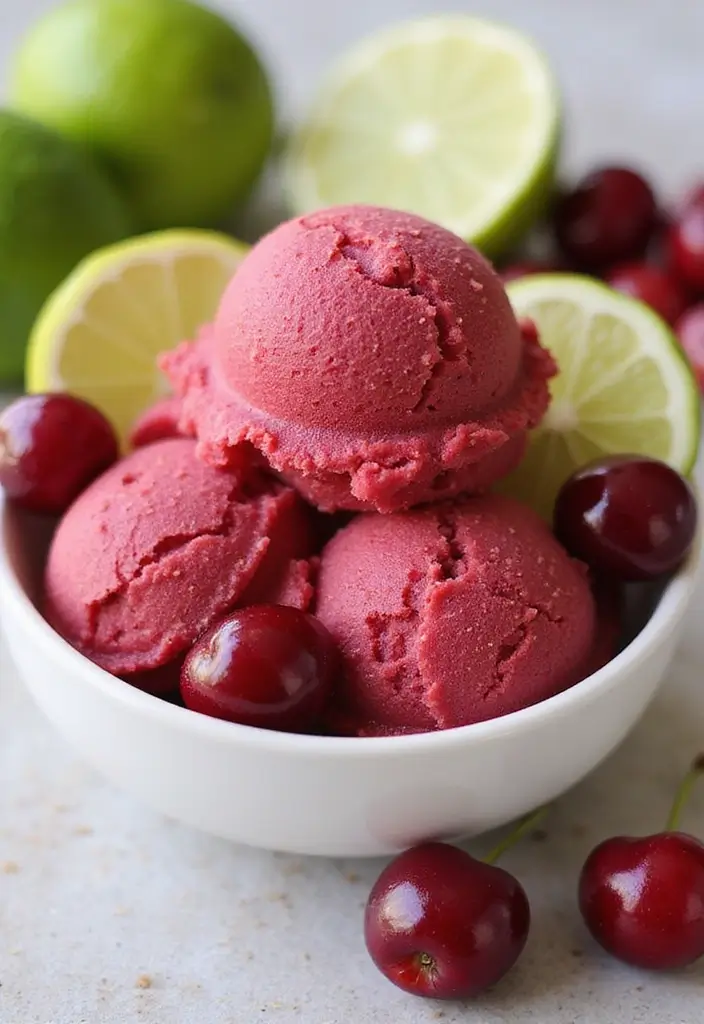 26 Fruit Ice Cream Recipes Naturally Refreshing - 7. Cherry Lime Sorbet