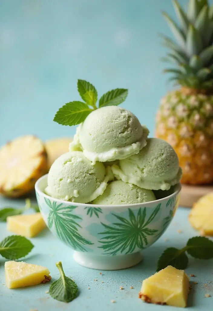 26 Fruit Ice Cream Recipes Naturally Refreshing - 8. Pineapple Mint Ice Cream