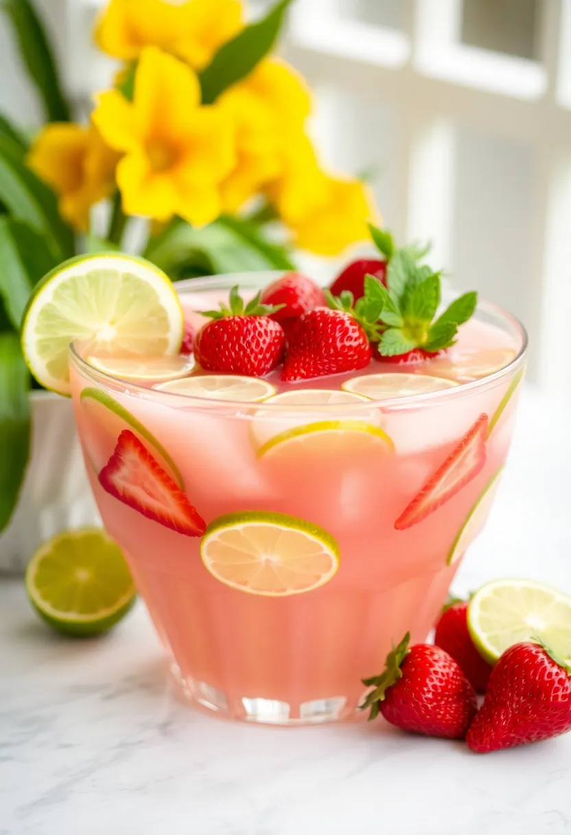 26 Strawberry Ice Cream Punch Recipes Party Favorites - 18. Strawberry Limeade Punch