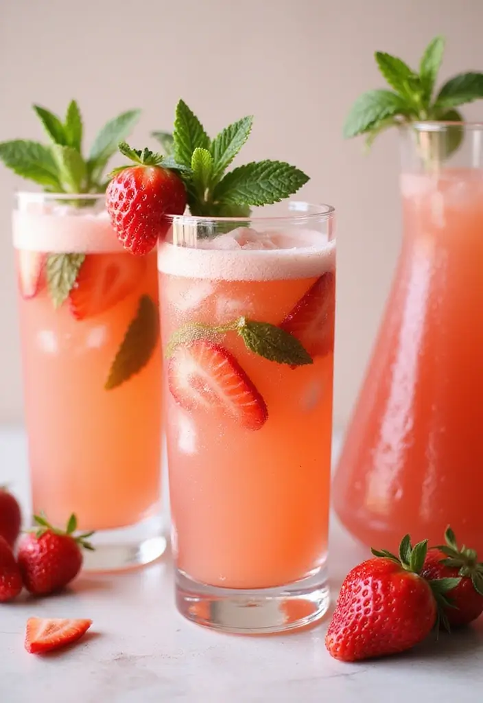 26 Strawberry Ice Cream Punch Recipes Party Favorites - 2. Strawberry Mint Fizz Punch