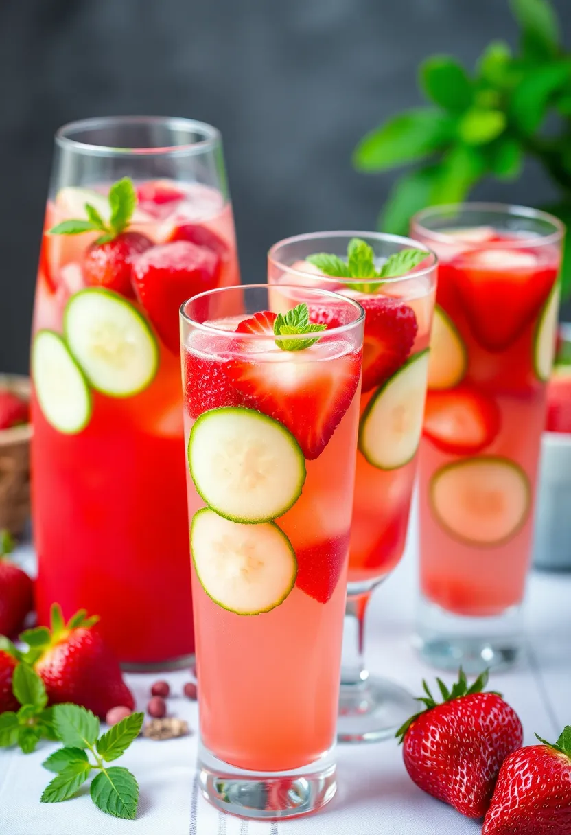 26 Strawberry Ice Cream Punch Recipes Party Favorites - 22. Strawberry Cucumber Mint Punch