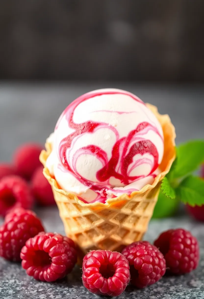 27 Americana Ice Cream Maker Recipes Full of Fun - 10. Raspberry Ripple Ice Cream