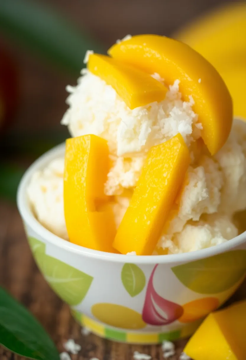 27 Americana Ice Cream Maker Recipes Full of Fun - 12. Mango Coconut Ice Cream