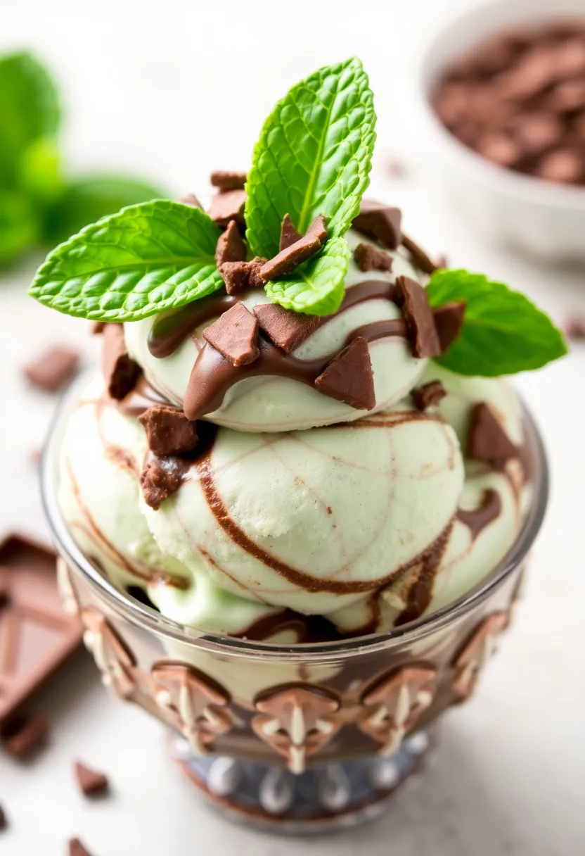 27 Americana Ice Cream Maker Recipes Full of Fun - 27. Chocolate Mint Swirl Ice Cream