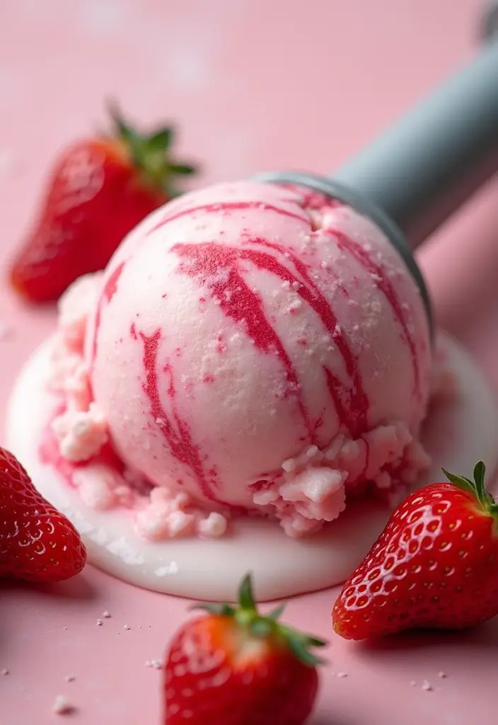 27 Americana Ice Cream Maker Recipes Full of Fun - 3. Strawberry Swirl Ice Cream