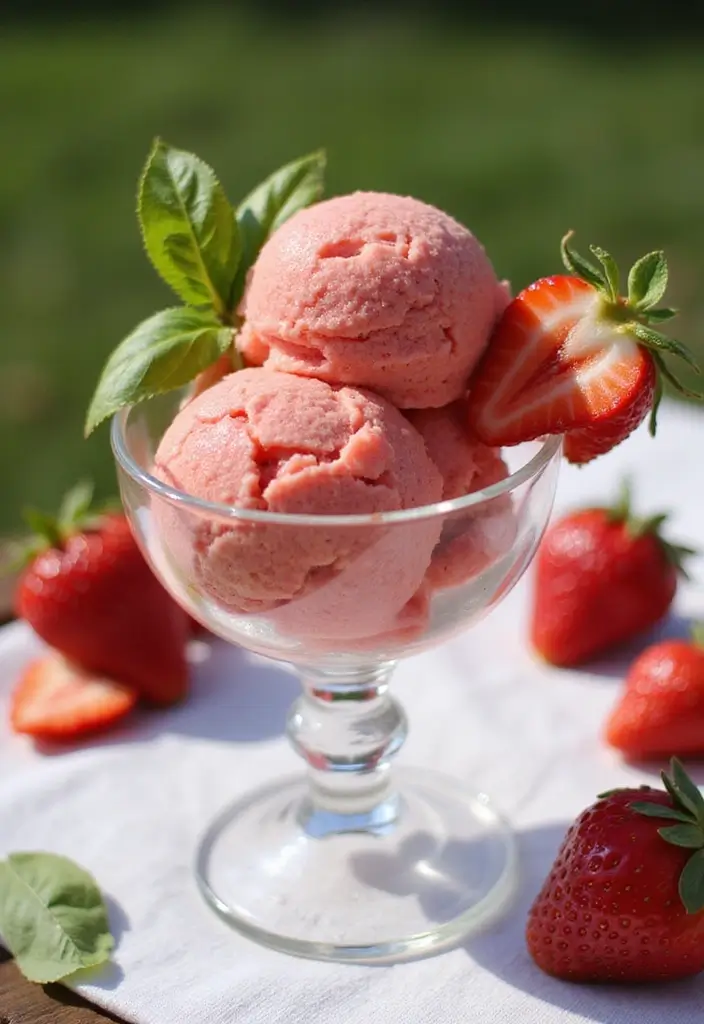 27 Gourmet Dairy-Free Breville Ice Cream Maker Recipes That Taste Like Heaven - 3. Strawberry Basil Sorbet