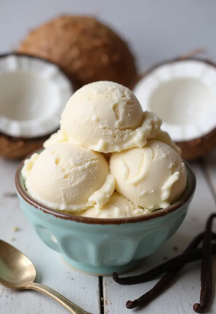 29 Delicious Vegan Countertop Ice Cream Maker Recipes for Summer - 1. Creamy Coconut Vanilla Ice Cream