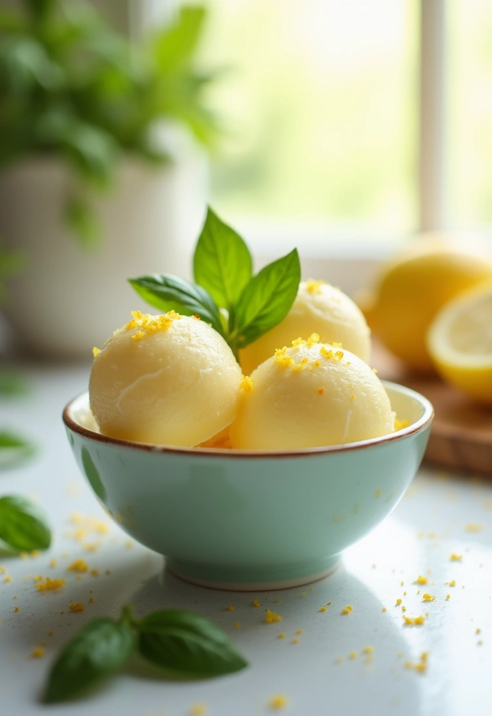 29 Delicious Vegan Countertop Ice Cream Maker Recipes for Summer - 12. Lemon Basil Sorbet