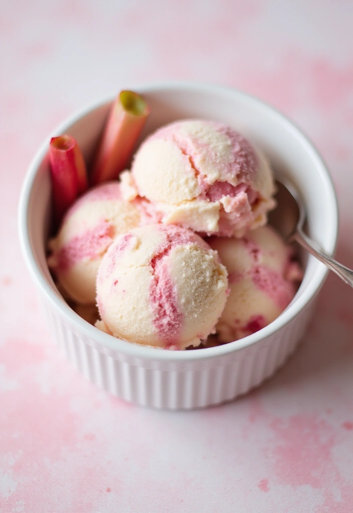 29 Delicious Vegan Countertop Ice Cream Maker Recipes for Summer - 16. Rhubarb Vanilla Swirl Ice Cream