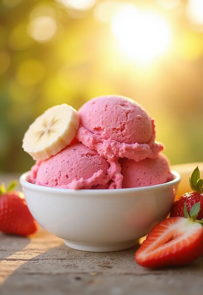 29 Delicious Vegan Countertop Ice Cream Maker Recipes for Summer - 3. Strawberry Banana Bliss Ice Cream
