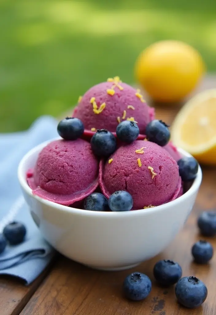 29 Delicious Vegan Countertop Ice Cream Maker Recipes for Summer - 8. Blueberry Lemon Sorbet
