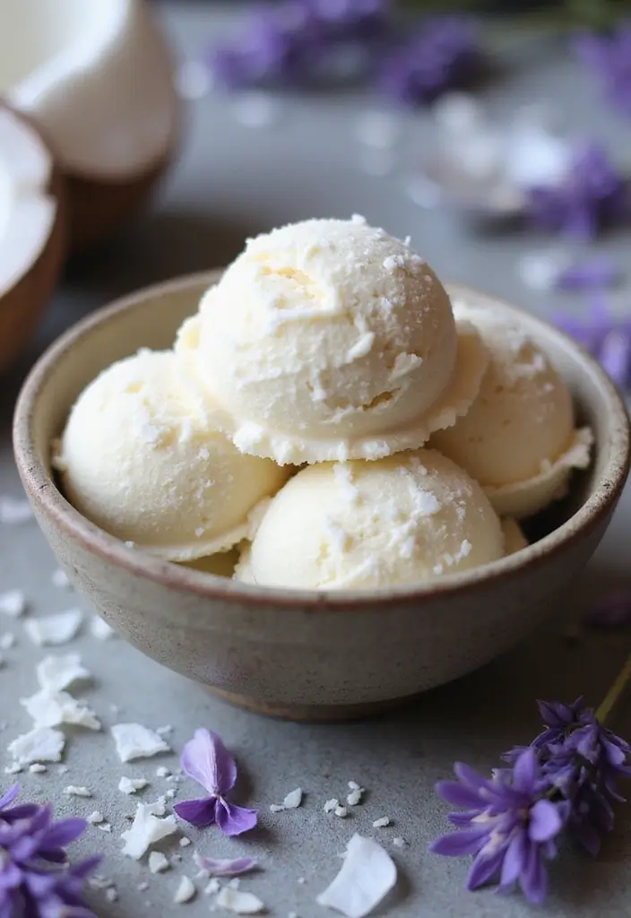 30 Gourmet Ice Cream Recipes Worth Making at Home 1 30 Gourmet Ice Cream Recipes Worth Making at Home - 1. Creamy Coconut Lavender Ice Cream