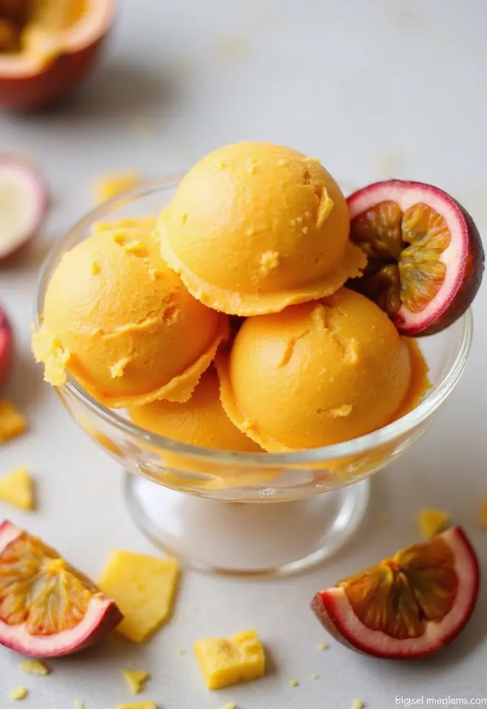 30 Gourmet Ice Cream Recipes Worth Making at Home 11 30 Gourmet Ice Cream Recipes Worth Making at Home - 11. Exotic Passionfruit Sorbet