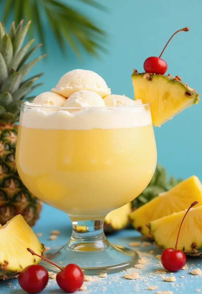 30 Ice Cream Punch Recipes Fun for Every Party - 10. Pina Colada Ice Cream Punch