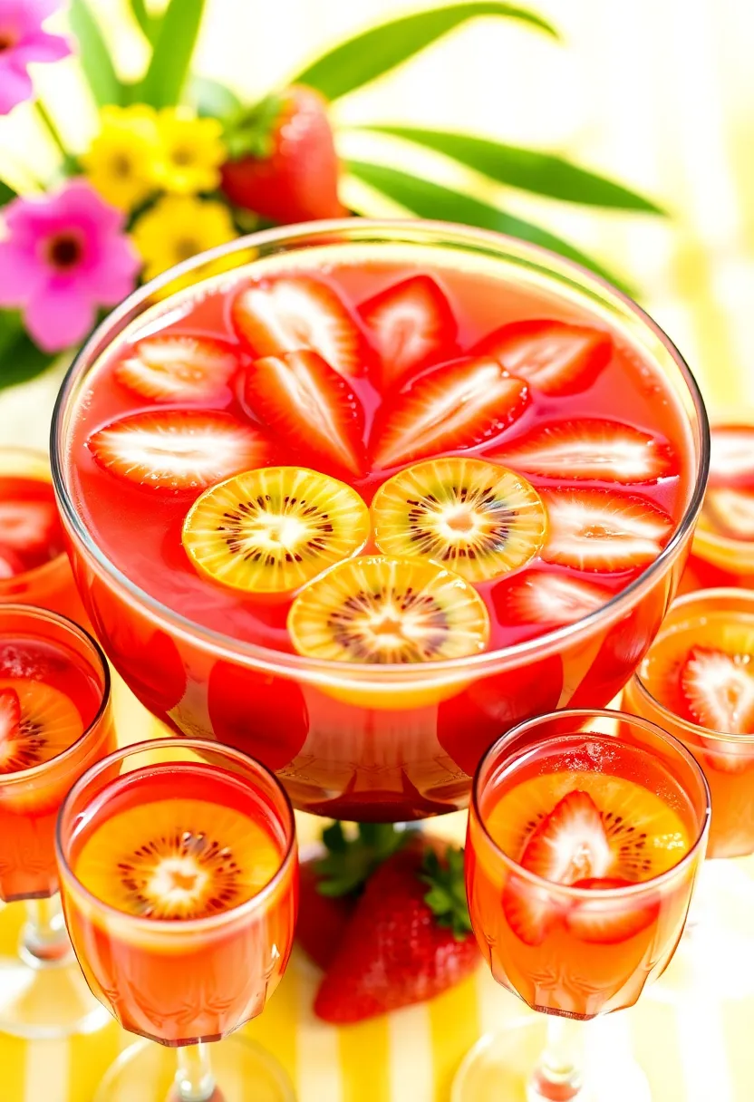30 Ice Cream Punch Recipes Fun for Every Party - 12. Strawberry Kiwi Punch