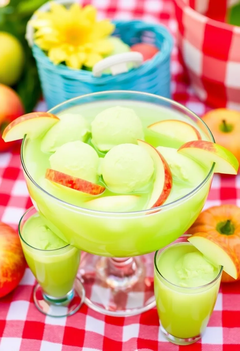 30 Ice Cream Punch Recipes Fun for Every Party - 15. Green Apple Fizz Punch