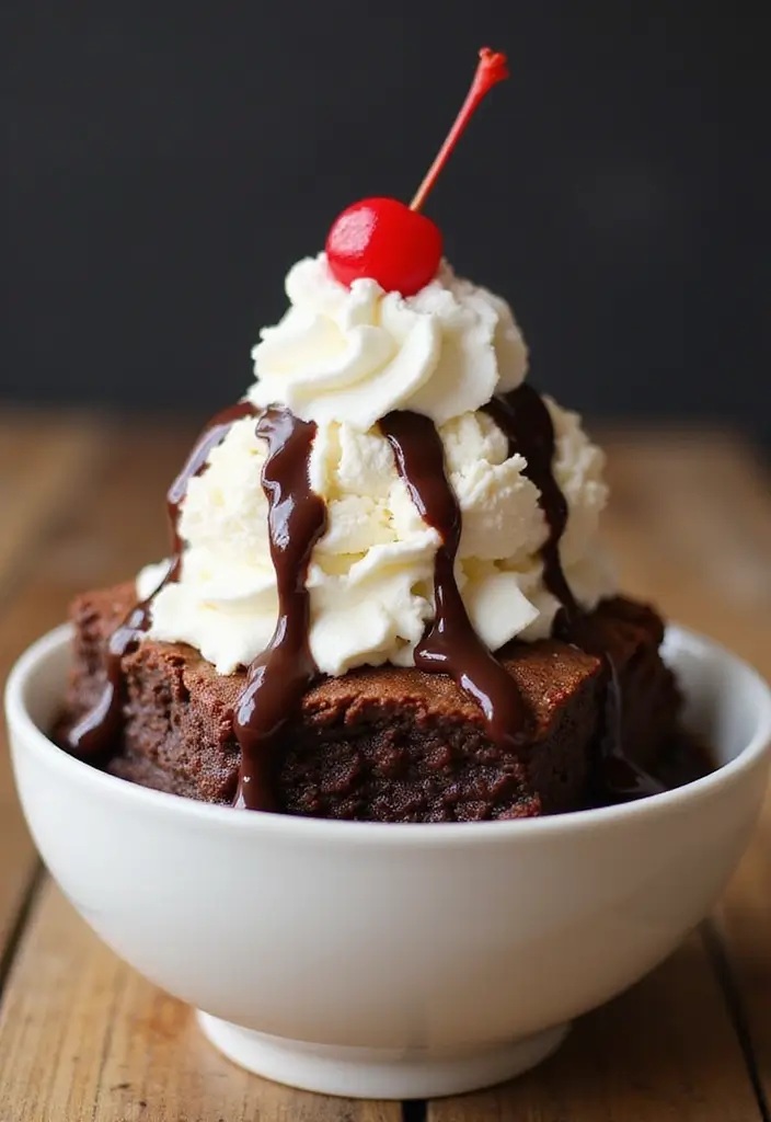 30 Simple and Creative Recipes with Ice Cream 21 30 Simple and Creative Recipes with Ice Cream - 21. Ice Cream Brownie Sundae