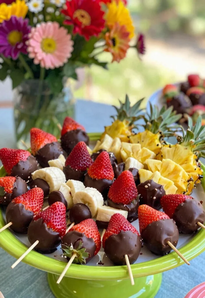 10 Dessert Recipes to Sell That Customers Will Love 9. Chocolate Dipped Fruit Skewers 0