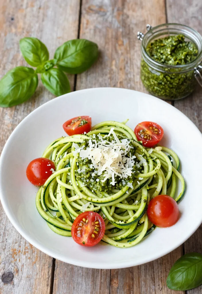 10 Fast 800 Keto Recipes for Structured Weight Loss 3. Zucchini Noodles with Pesto and Cherry Tomatoes 0