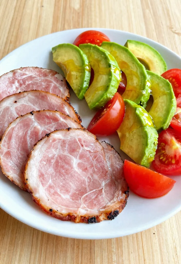 10 Keto Ham Steak Recipes for Savory Low Carb Meals 4. Ham Steak with Avocado and Tomato Salad 0