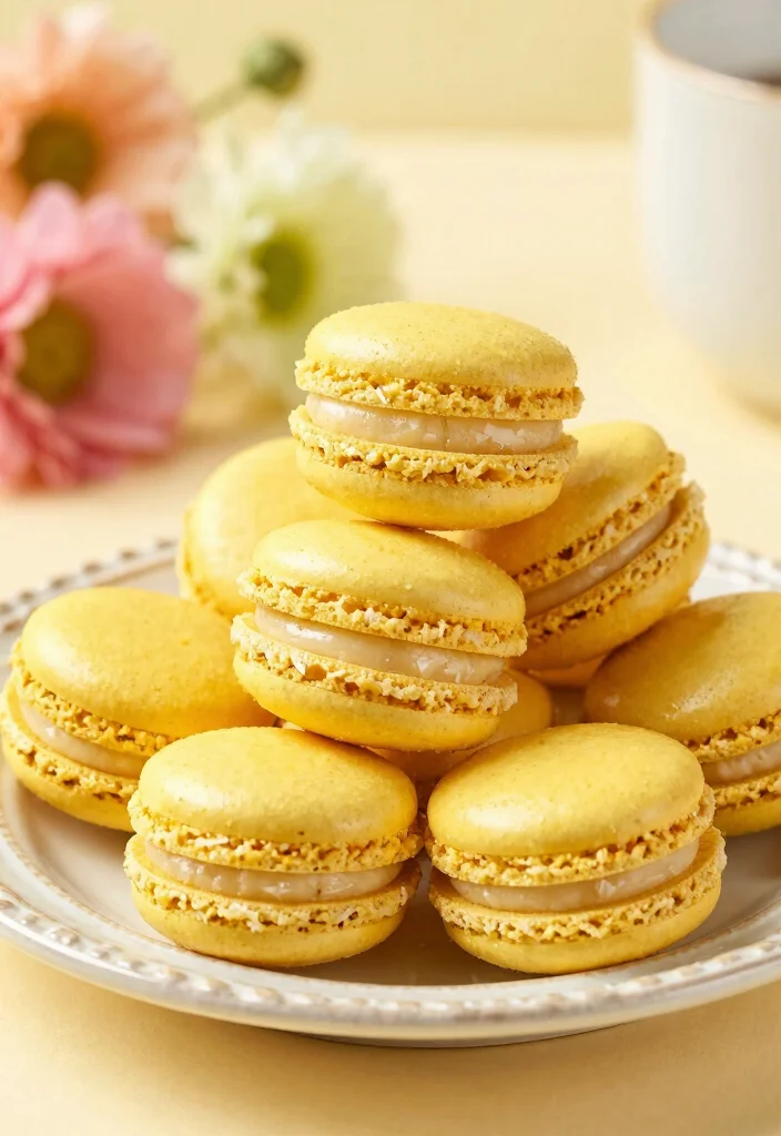 10 Saffron Dessert Recipes for Elegant Floral Sweet Treats 6. Saffron Coconut Macarons 0