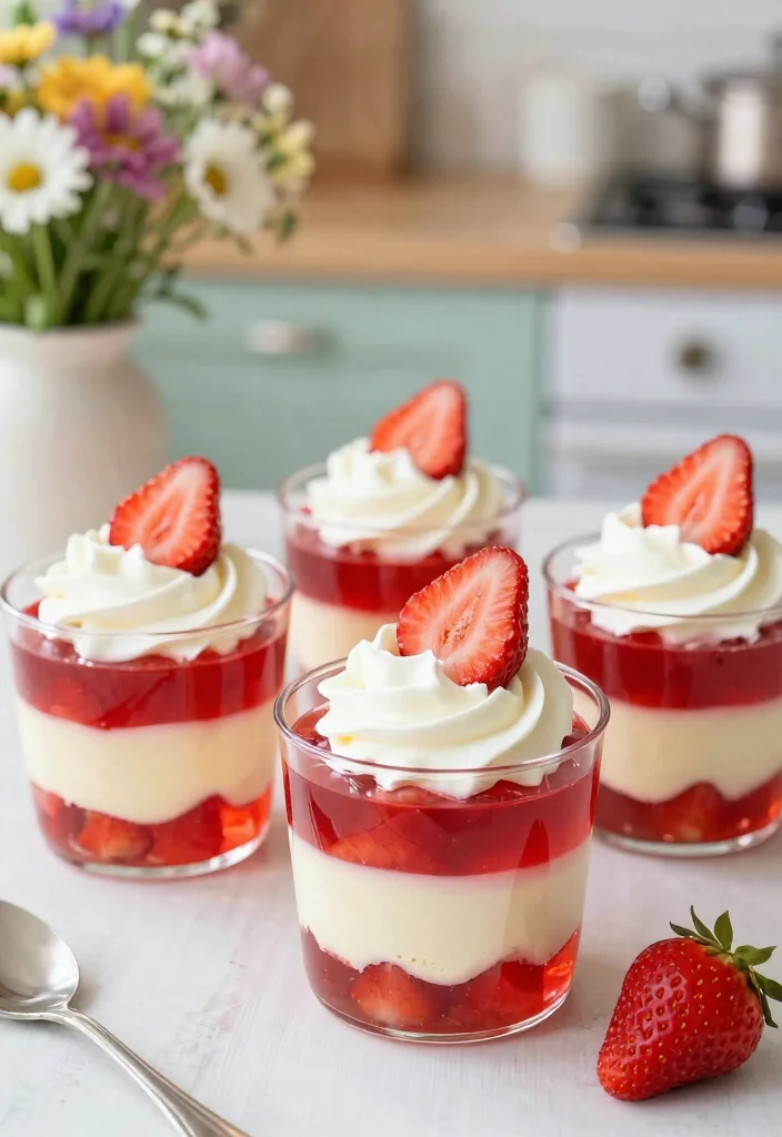 10 Strawberry Jello Dessert Recipes for Light Retro Sweets 4. Strawberry Jello Cheesecake Cups 0