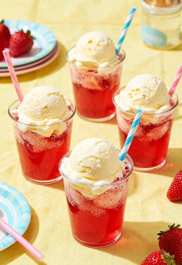 10 Strawberry Jello Dessert Recipes for Light Retro Sweets 5. Strawberry Jello Ice Cream Floats 0