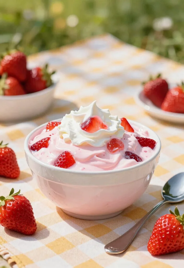 10 Strawberry Jello Dessert Recipes for Light Retro Sweets 7. Strawberry Jello Fluff 0